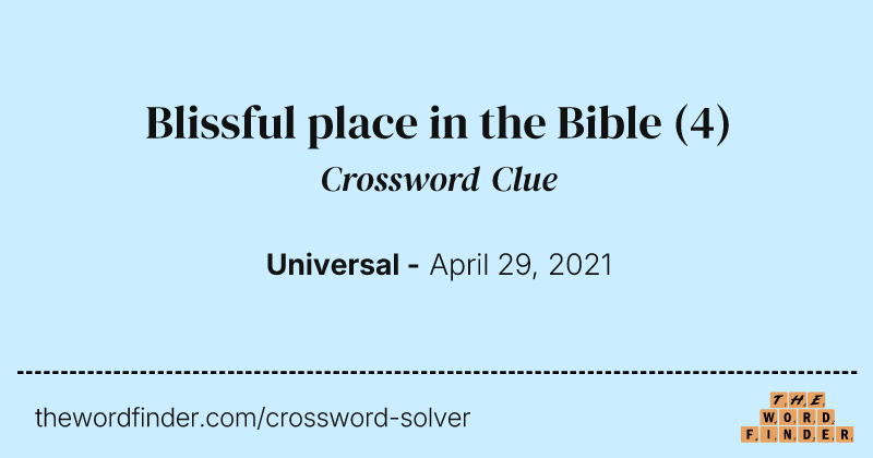 Blissful place in the Bible crossword clue image