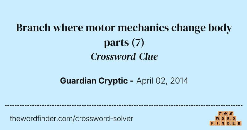 Branch where motor mechanics change body parts crossword clue image
