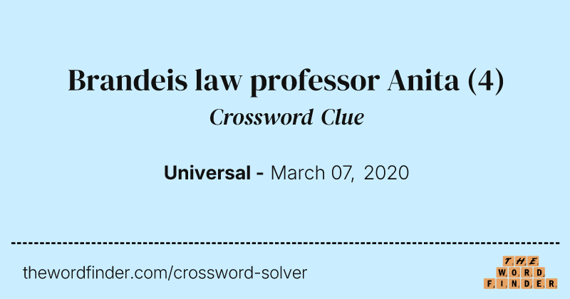 Brandeis law professor Anita crossword clue image
