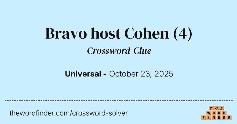 Bravo host Cohen crossword clue image