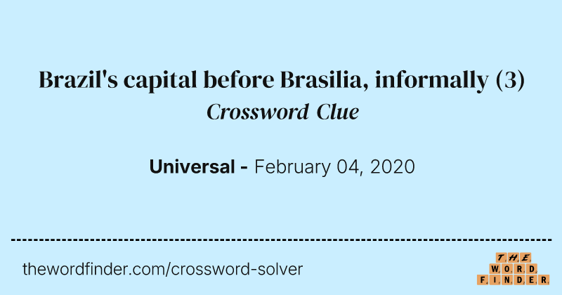 Brazil's capital before Brasilia, informally crossword clue image
