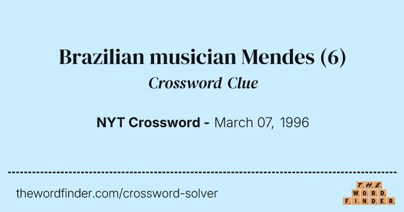 Brazilian musician Mendes crossword clue image