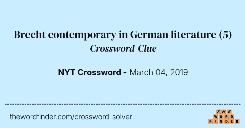 Brecht contemporary in German literature crossword clue image