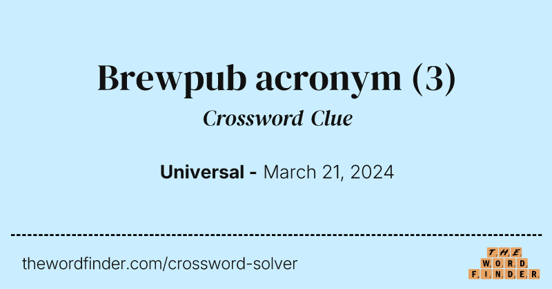 Brewpub acronym crossword clue image
