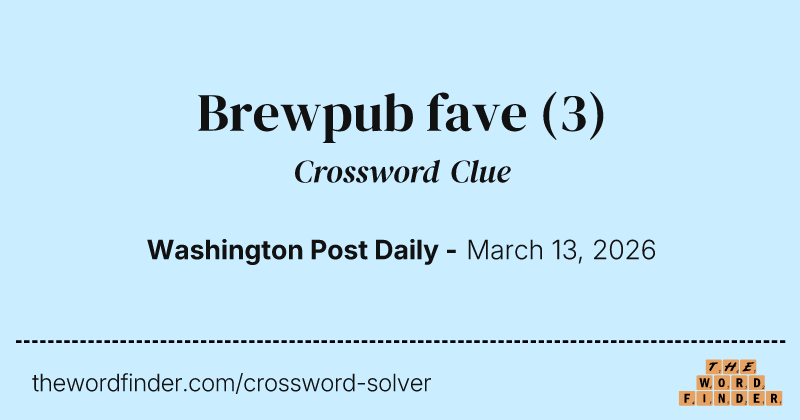 Brewpub fave crossword clue image
