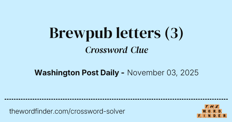Brewpub letters crossword clue image