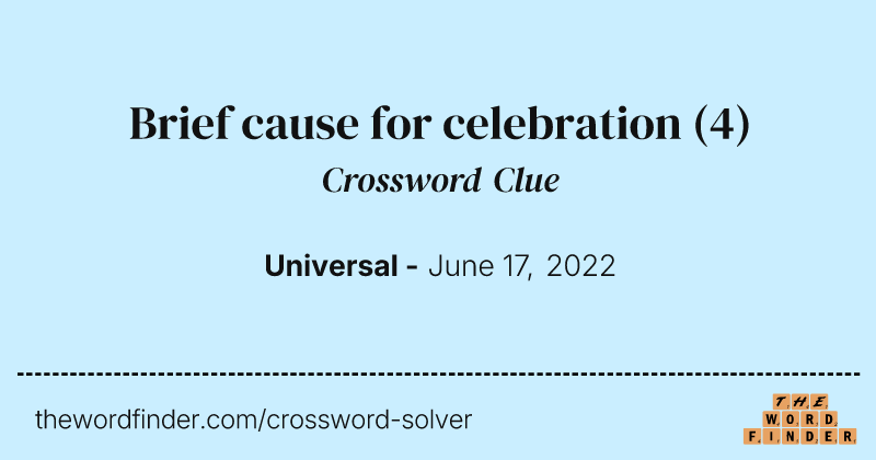 Brief cause for celebration crossword clue image