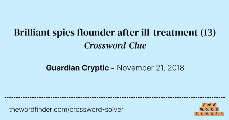 Brilliant spies flounder after ill-treatment crossword clue image