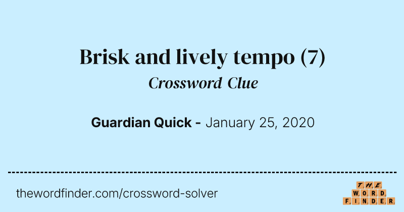 Brisk and lively tempo crossword clue image