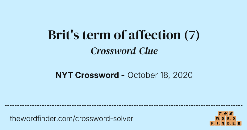 Brit's term of affection crossword clue image