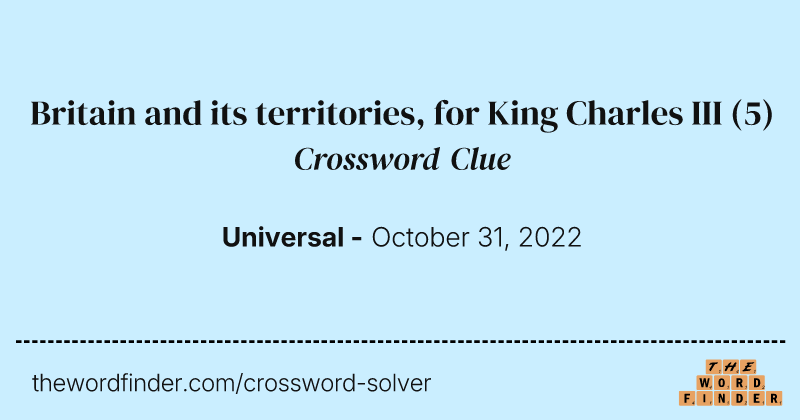 Britain and its territories, for King Charles III crossword clue image