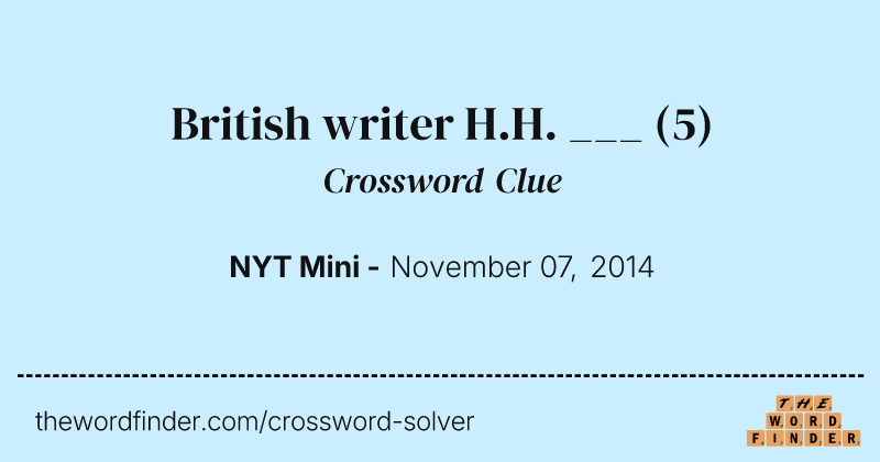 British writer H.H. ___ crossword clue image