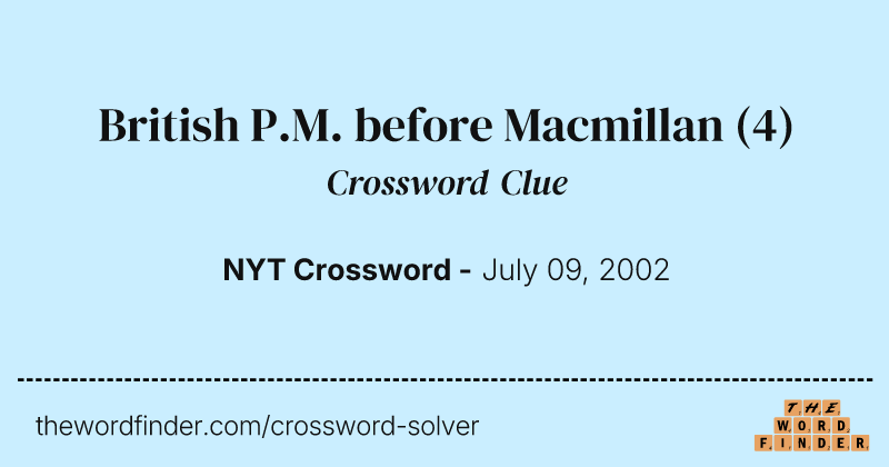 British P.M. before Macmillan crossword clue image