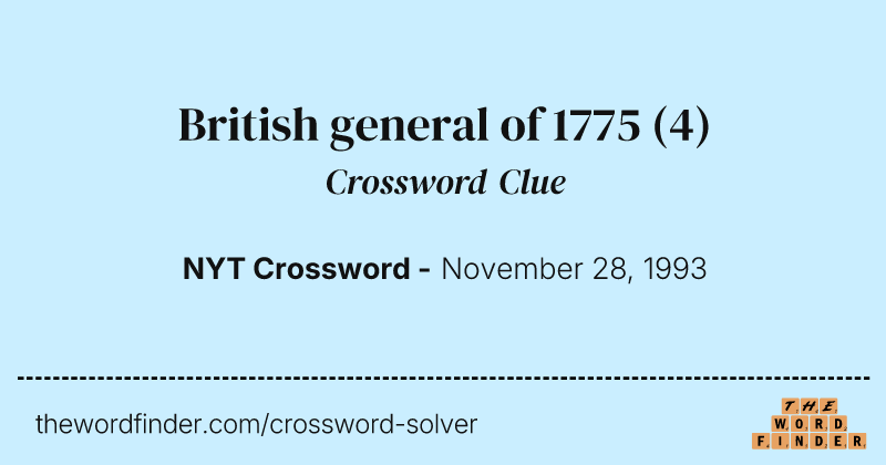 British general of 1775 crossword clue image