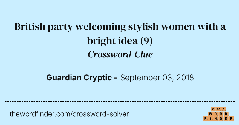 British party welcoming stylish women with a bright idea crossword clue image