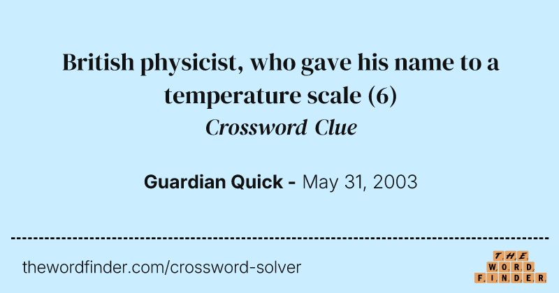 British physicist, who gave his name to a temperature scale crossword clue image