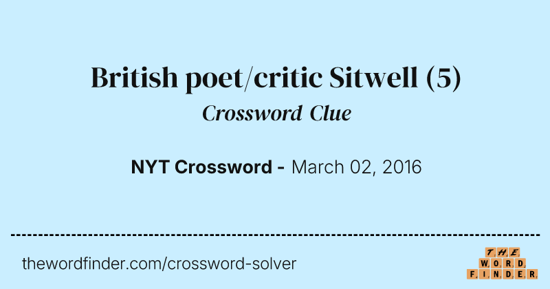 British poet/critic Sitwell crossword clue image