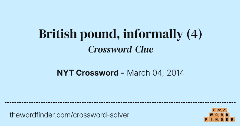 British pound, informally crossword clue image