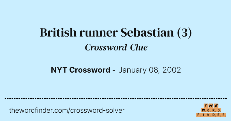 British runner Sebastian crossword clue image