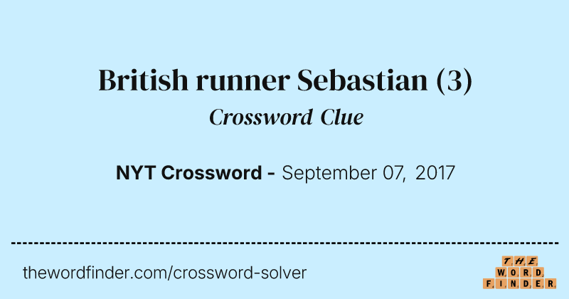 British runner Sebastian crossword clue image