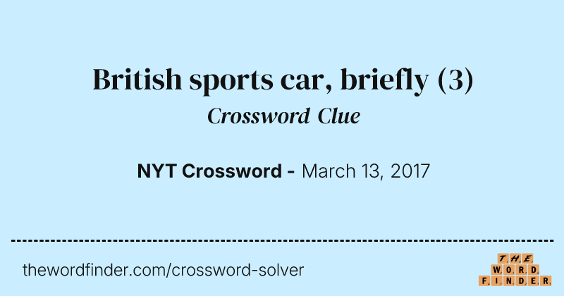 British sports car, briefly crossword clue image