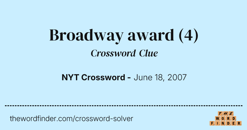 Broadway award crossword clue image