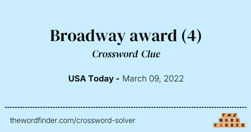 Broadway award crossword clue image