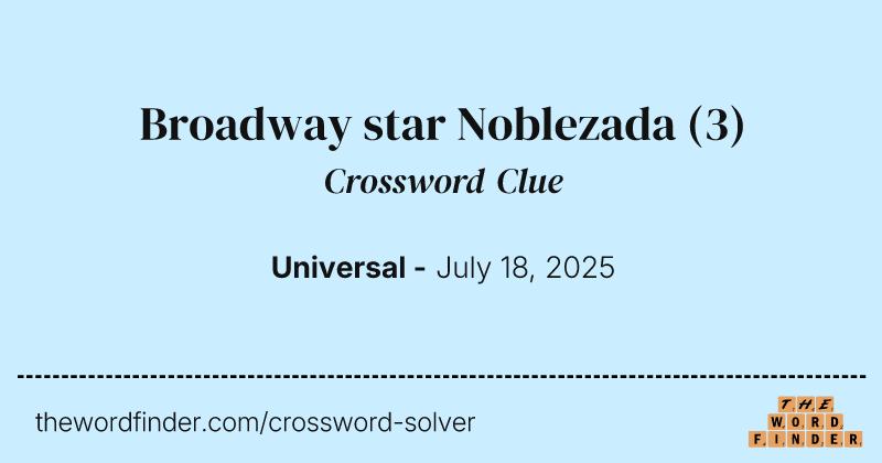 Broadway star Noblezada crossword clue image
