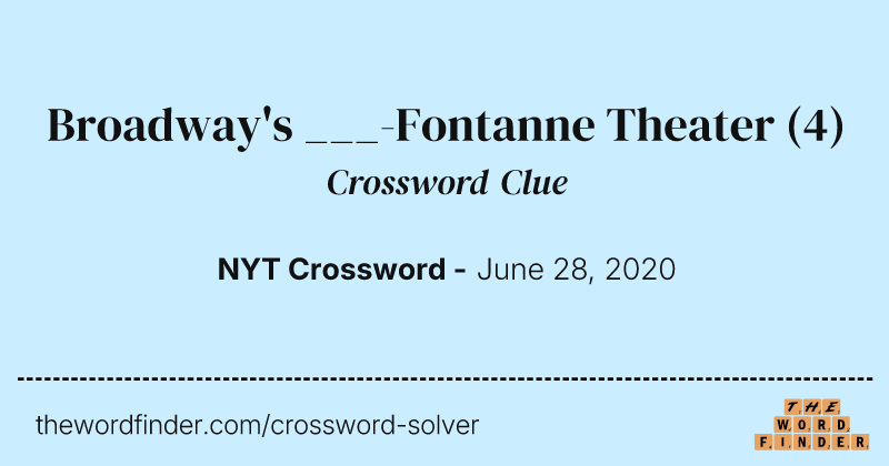 Broadway's ___-Fontanne Theater crossword clue image