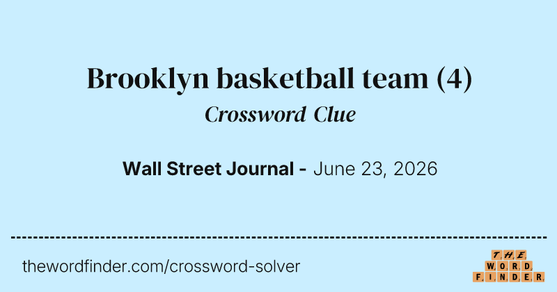 Brooklyn basketball team crossword clue image