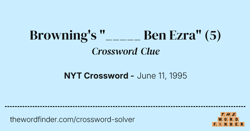 Browning's "_____ Ben Ezra" crossword clue image