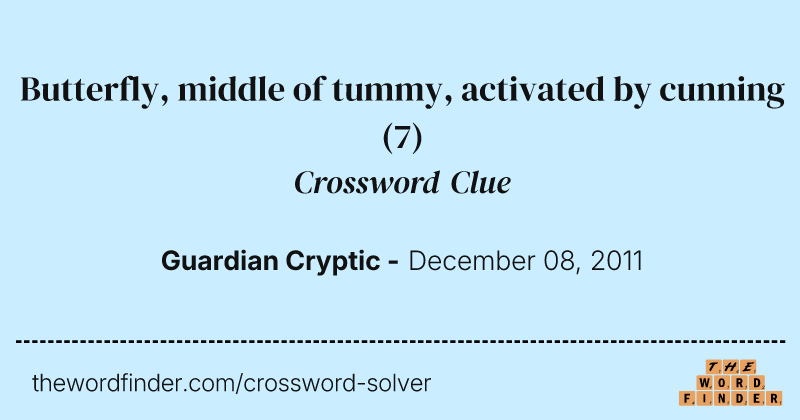 Butterfly, middle of tummy, activated by cunning crossword clue image