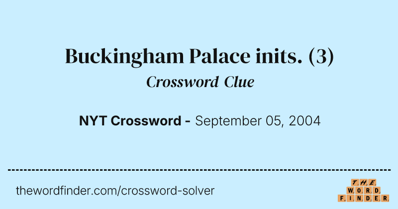 Buckingham Palace inits. crossword clue image