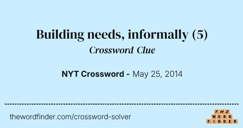 Building needs, informally crossword clue image