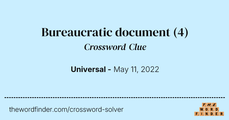 Bureaucratic document crossword clue image