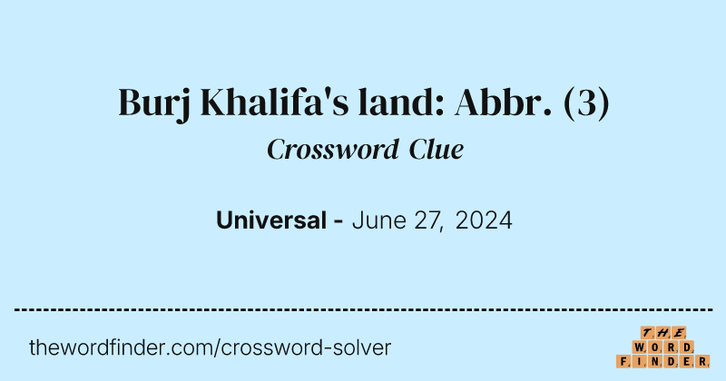 Burj Khalifa's land: Abbr. crossword clue image