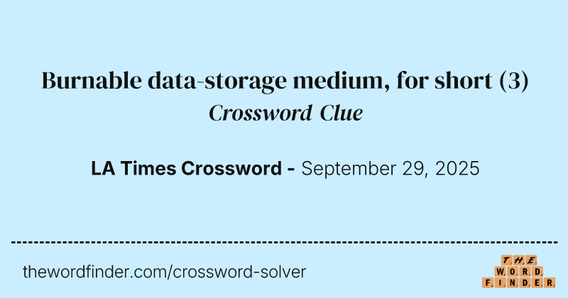 Burnable data-storage medium, for short crossword clue image