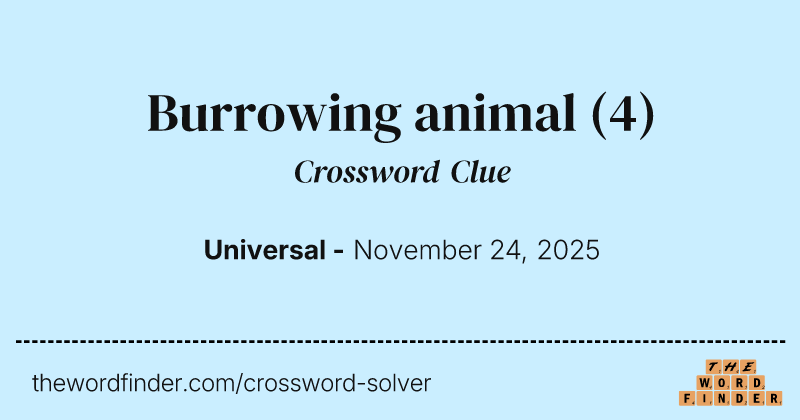 Burrowing animal crossword clue image