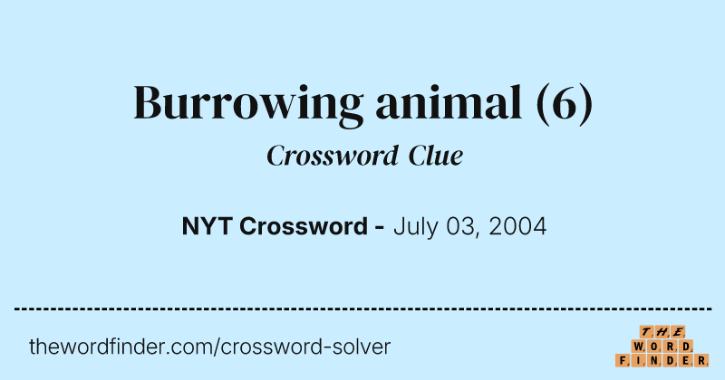 Burrowing animal crossword clue image