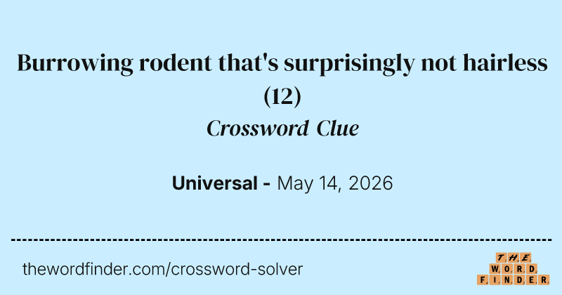Burrowing rodent that's surprisingly not hairless crossword clue image