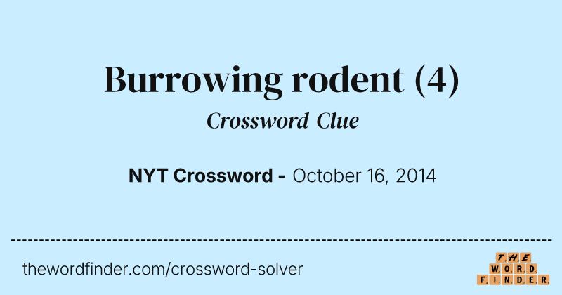Burrowing rodent crossword clue image