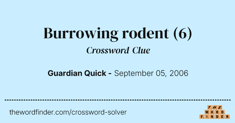 Burrowing rodent crossword clue image