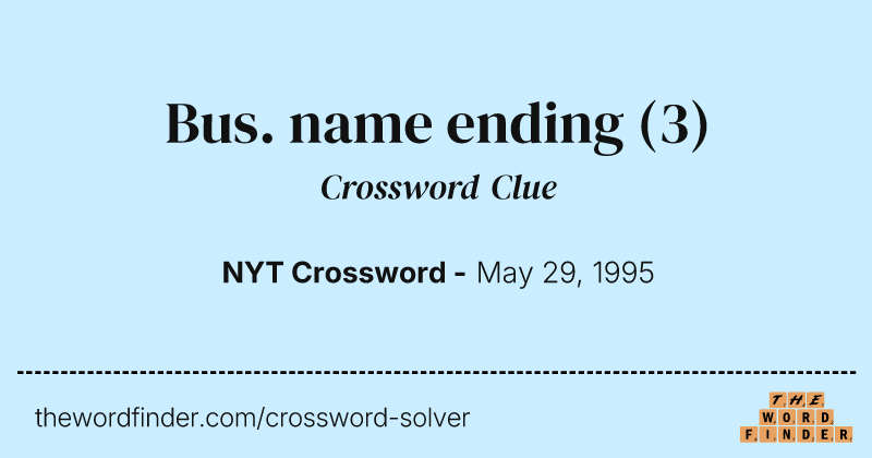 Bus. name ending crossword clue image