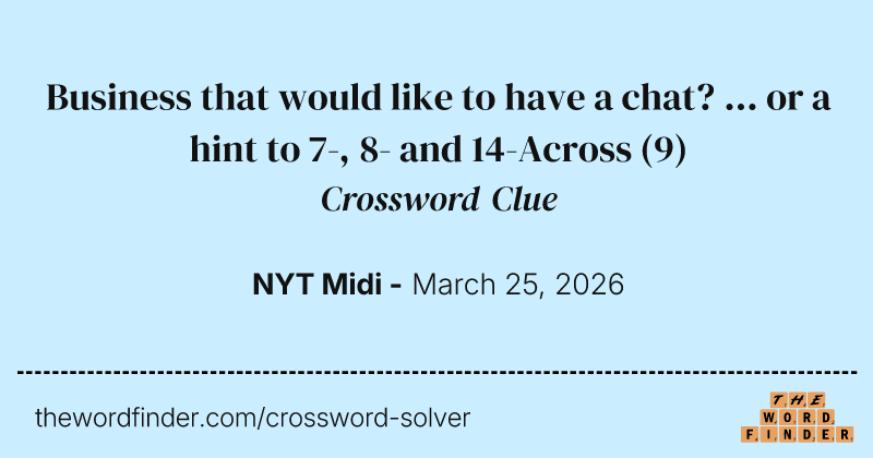 Business that would like to have a chat? ... or a hint to 7-, 8- and 14-Across crossword clue image