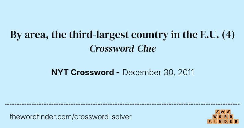 By area, the third-largest country in the E.U. crossword clue image