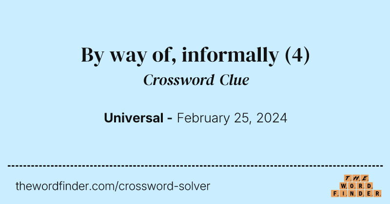 By way of, informally crossword clue image