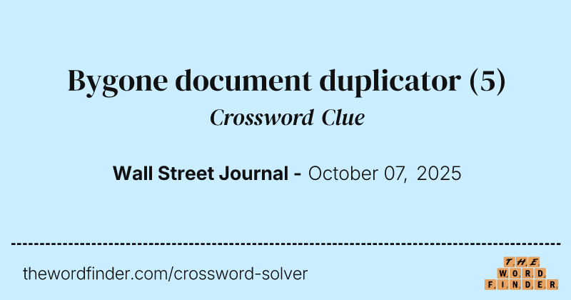 Bygone document duplicator crossword clue image