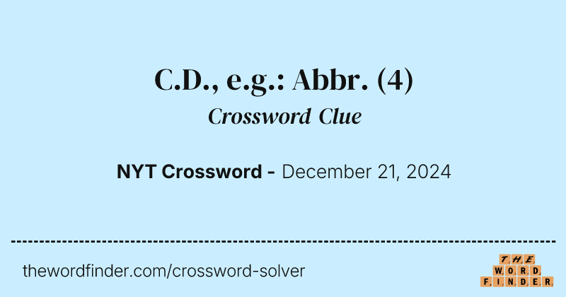 C.D., e.g.: Abbr. crossword clue image