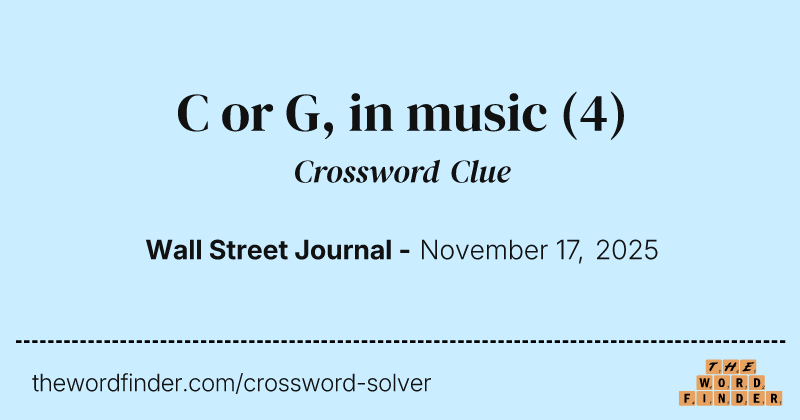 C or G, in music crossword clue image