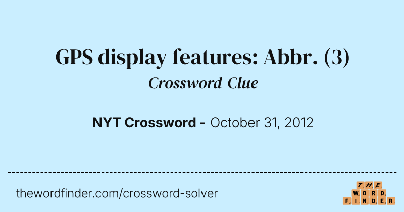 GPS display features: Abbr. crossword clue image